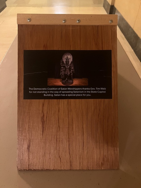 Minnesota Capitol Plaque Allegedly Thanks Gov. Walz for “All He Had Done for Satanism”